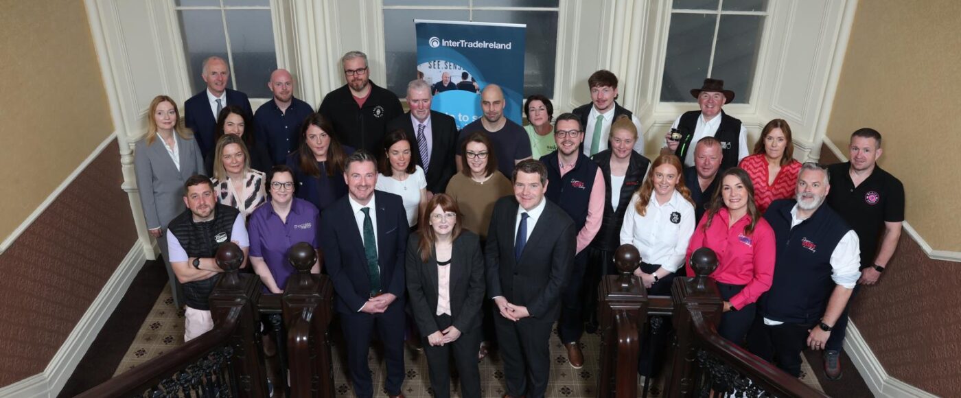 Photographed at the Royal Marine Hotel, Dun Laoghaire at the launch of InterTradeIreland’s second, cross-border trade mission, to help businesses connect with key industry representatives, are (front row, L to R) Colin McCabrey, Director of Trade at InterTradeIreland; Economy Minister, Dr Caoimhe Archibald; and Minister for Enterprise, Tourism and Employment, Peter Burke TD; and (back rows) other speakers and representatives from the 19 food and drink businesses from the North that participated in the two-day event. During the visit, the businesses attended pre-arranged sales meetings to help fast-track their efforts to identify export opportunities and trade across the island of Ireland.