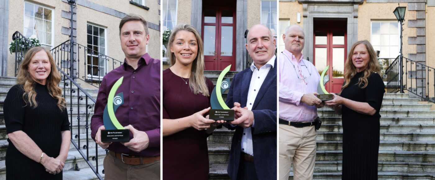 Collage featuring Seedcorn 2026 Munster regional winners HomeBot, Pangaea Life Science Solutions and Oscil with their awards.