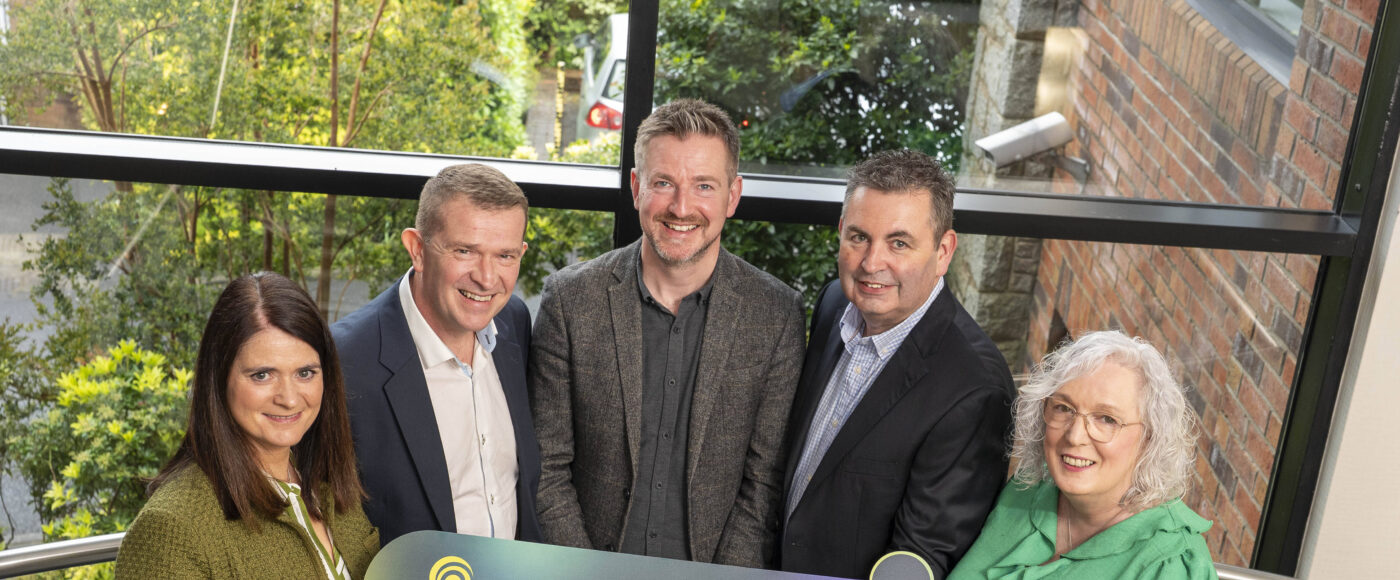 Caroline Sweeney, Aidan Farnan, Colin McCabrey, Aidan Doherty and Siobhan Caulfield holding a SupplyChain+ sign at the programme launch.
