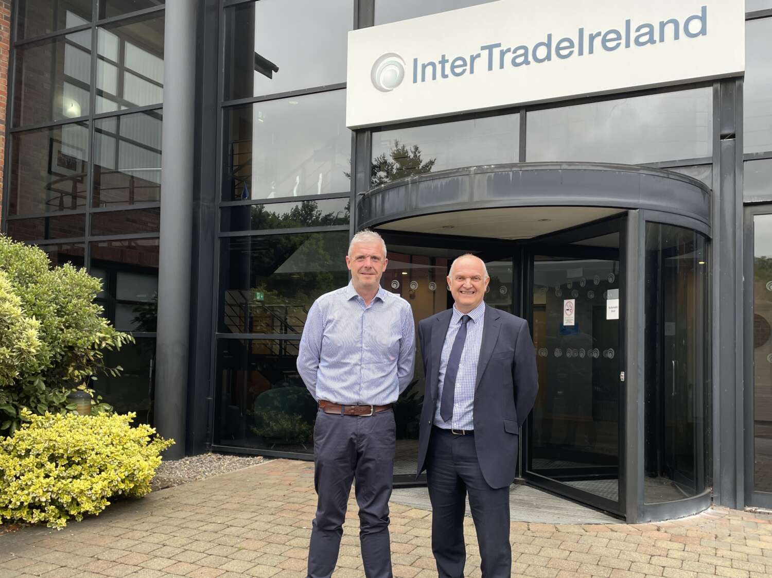 Colm Mc Gribben owner of Viltra and Martin Robinson are pictured outside Inter Trade Irelands Offices