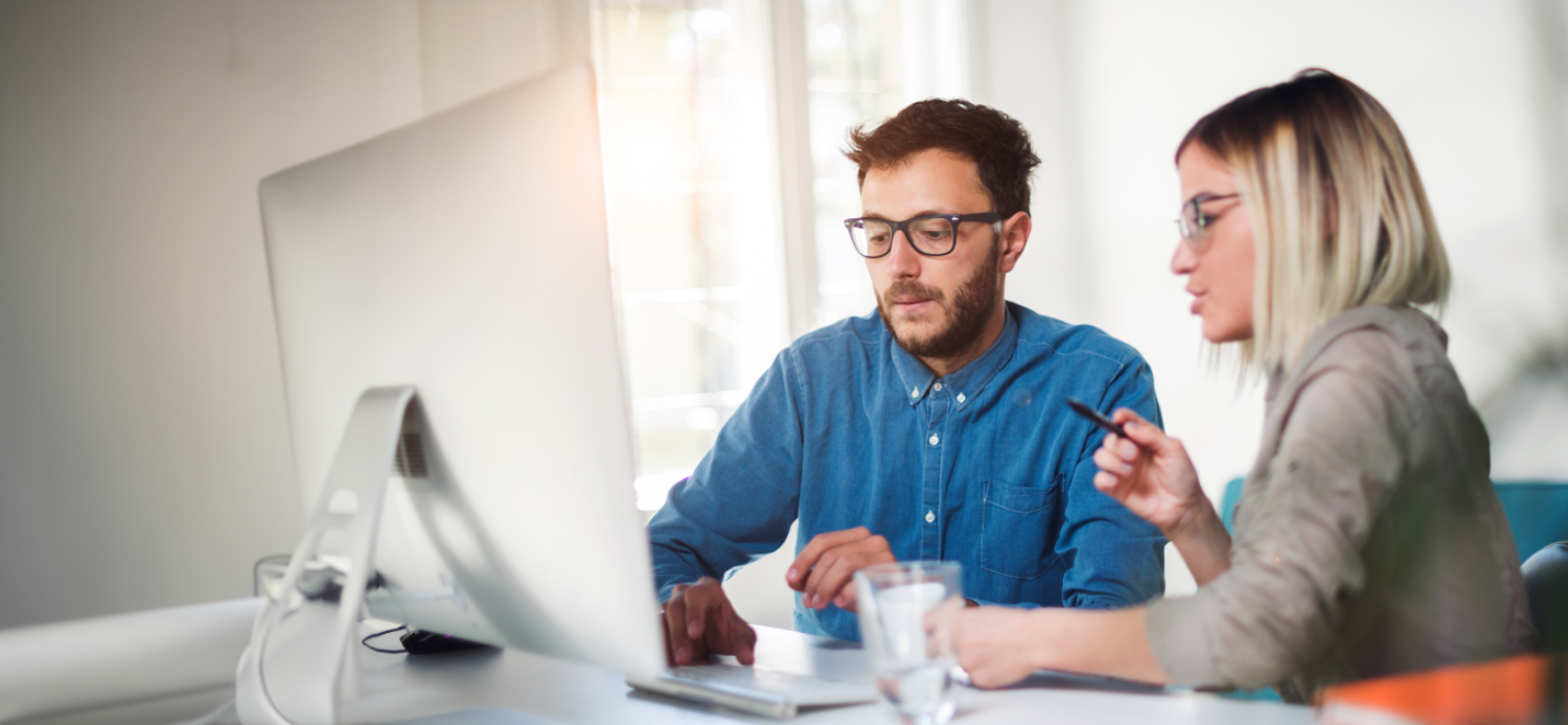 Small business owners on laptop