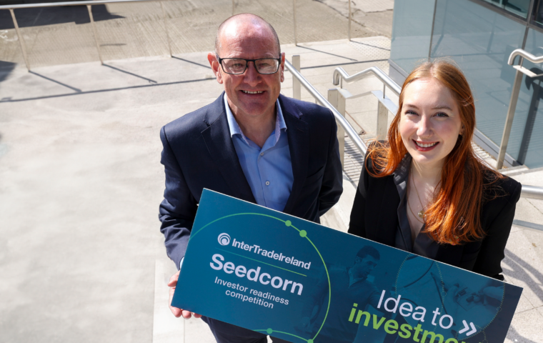Seedcorn programme manager Connor Sweeney with Sarah Marie Rust CEO and Founder of Electric Vehicle Ecosystem