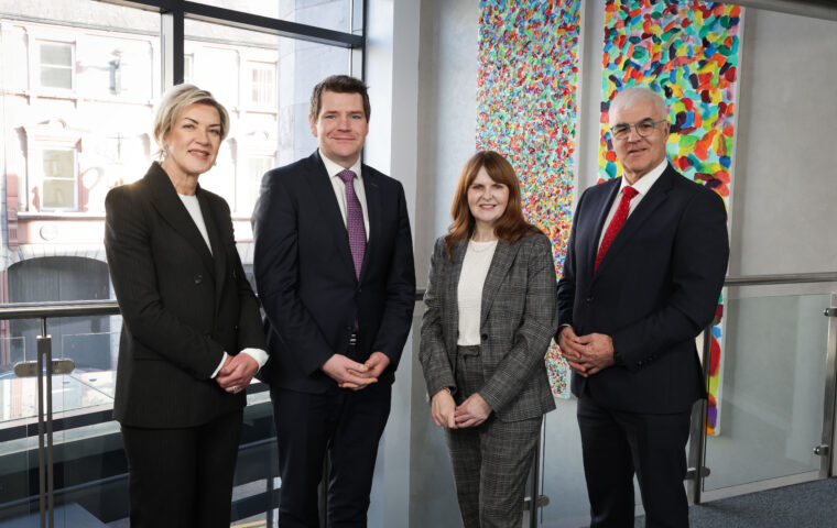 Margaret Hearty, Peter Burke, Caoimhe Archibald and Richard Kennedy at the launch of InterTradeIreland research highlighting opportunities to grow all-island services trade.