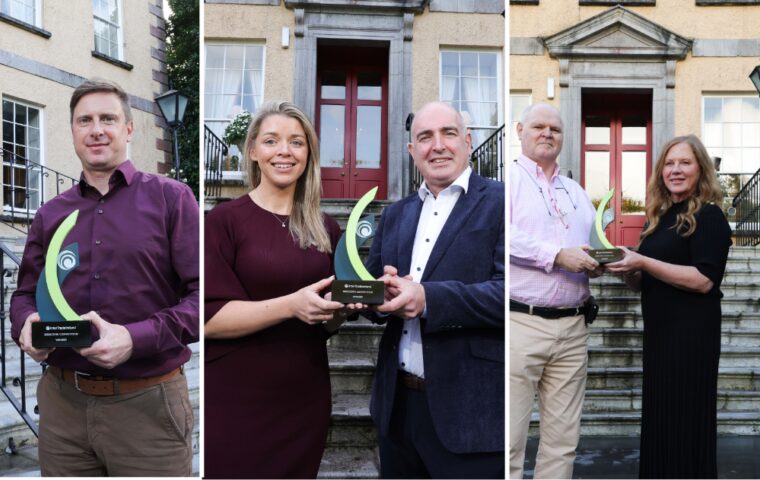 Collage featuring Seedcorn 2026 Munster regional winners HomeBot, Pangaea Life Science Solutions and Oscil with their awards.