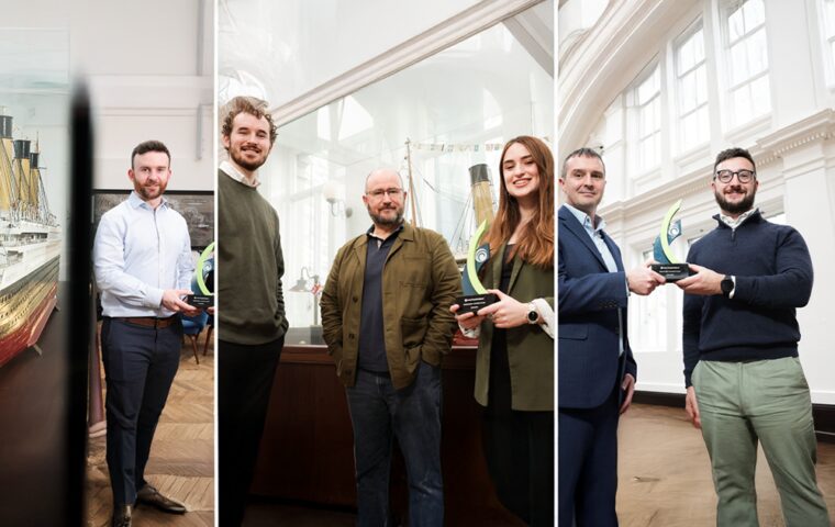 Collage featuring Seedcorn 2026 Northern Ireland regional winners Preservoir, Breadly and Antigensis Biologics with their awards.