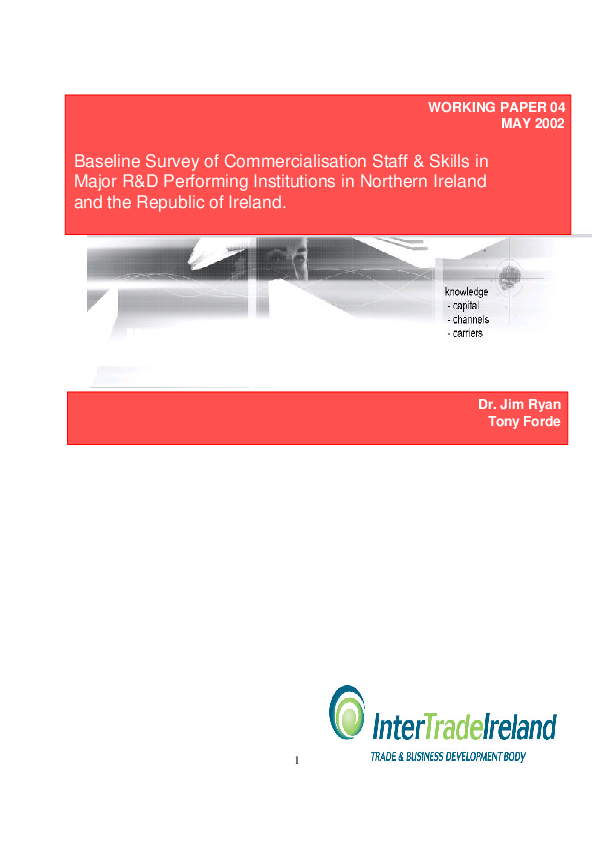 Baseline Survey of Commercialisation Staff Skills in Major RD Performing Institutions in NI and ROI Working Paper