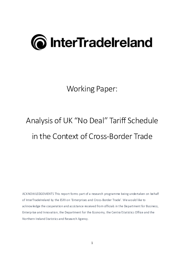 UK No Deal Tariff Schedule Analysis